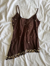 Image 2 of Vintage Y2K asymmetrical hem embellished brown cami 