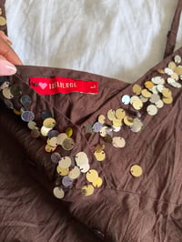 Image 3 of Vintage Y2K asymmetrical hem embellished brown cami 