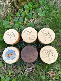 Image 2 of Wooden Magnetic Bottle Opener, Michigan Engraved