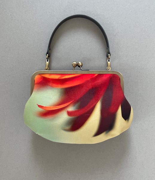 Image of Flame flower, velvet clutch bag with optional strap