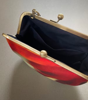 Image of Flame flower, velvet clutch bag with optional strap