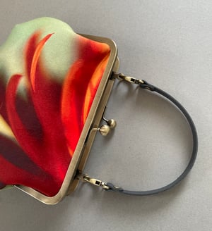 Image of Flame flower, velvet clutch bag with optional strap