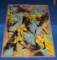 Image 1 of Vintage Haitian painting  - "Island Ladies"  by  Paul Beauvoir 