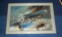 Image 1 of Vintage Haitian painting - "Storm's Shipwreck" by Charles Obas  - 