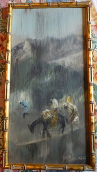 Image 1 of Vintage Haitian Painting  -  "Packing Thru the Mountains"  by  Charles Obas 