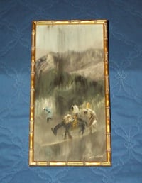 Image 5 of Vintage Haitian Painting  -  "Packing Thru the Mountains"  by  Charles Obas 