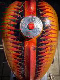 Image 1 of WL&A Handmade Old Style Sterling Silver & 1885 Morgan Silver Dollar Red Coral Chopper Gas Cap