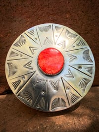 Image 4 of WL&A Handmade Old Style Sterling Silver & 1885 Morgan Silver Dollar Red Coral Chopper Gas Cap