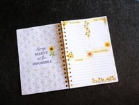 Image 2 of Handmade Beautiful Daily Planner Bound Notebook, gift, sunflower, flower, affirmation, journal