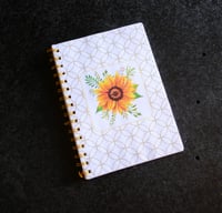 Image 1 of Handmade Beautiful Daily Planner Bound Notebook, gift, sunflower, flower, affirmation, journal