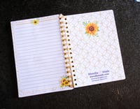 Image 3 of Handmade Beautiful Daily Planner Bound Notebook, gift, sunflower, flower, affirmation, journal