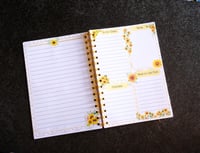 Image 4 of Handmade Beautiful Daily Planner Bound Notebook, gift, sunflower, flower, affirmation, journal