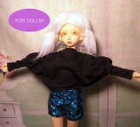 Image 1 of Handmade black batwing top for MINIFEE, slim 1/4 bjd doll