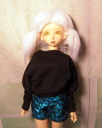 Image 2 of Handmade black batwing top for MINIFEE, slim 1/4 bjd doll
