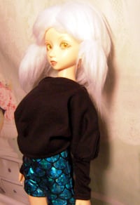 Image 3 of Handmade black batwing top for MINIFEE, slim 1/4 bjd doll