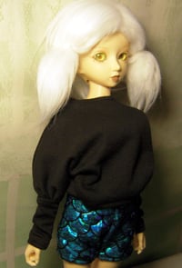 Image 4 of Handmade black batwing top for MINIFEE, slim 1/4 bjd doll