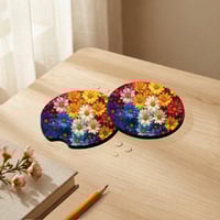 Image 3 of Car Coaster - Rainbow Flowers