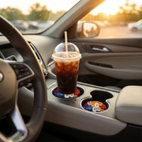 Image 1 of Car Coaster - Rainbow Flowers