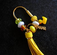 Image 1 of Gorgeous Handmade Beaded Brass Keychain, gift, tassel, charms, bead, yellow, gold, Mother's Day