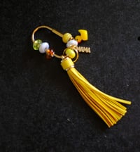 Image 2 of Gorgeous Handmade Beaded Brass Keychain, gift, tassel, charms, bead, yellow, gold, Mother's Day