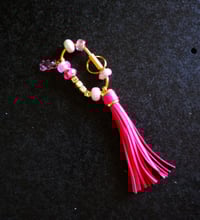 Image 2 of Gorgeous Handmade Beaded Brass Keychain, gift, tassel, charms, bead, pink, gold, Mother's Day