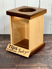 Image 2 of Tip Box - Collect Cash and Virtual Tip - Include your QR Code - Walnut and Maple