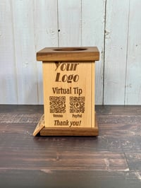 Image 4 of Tip Box - Collect Cash and Virtual Tip - Include your QR Code - Walnut and Maple