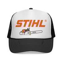 Image 1 of Vintage Stihl Chainsaw Mesh Snapback Trucker Hat - Retro Adjustable Cap