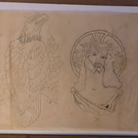 Image 2 of 1950’s Pike pencil drawing eagle Jesus 