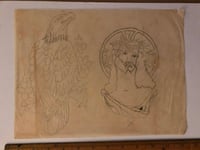 Image 1 of 1950’s Pike pencil drawing eagle Jesus 