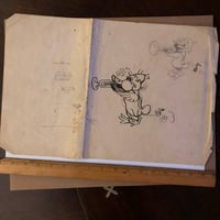 Image 2 of 1940’s-50’s Pike drawing trumpet duck with sketches on reverse