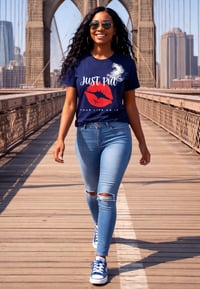 Image 1 of Just Put Your Lips On It T-Shirt Blue