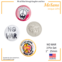 Image 1 of NO WAR 1inch pin set