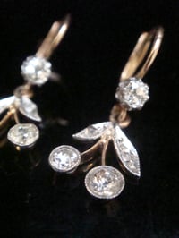 Image 1 of FRENCH EDWARDIAN 18CT YELLOW GOLD OLD CUT DIAMOND DROP  EARRINGS