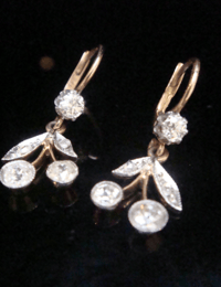 Image 5 of FRENCH EDWARDIAN 18CT YELLOW GOLD OLD CUT DIAMOND DROP  EARRINGS