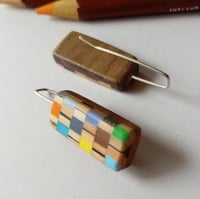 Image 2 of chequered pencils drop earrings