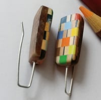 Image 3 of chequered pencils drop earrings