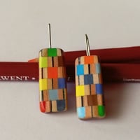 Image 1 of chequered pencils drop earrings