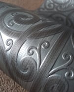 1970s Vintage Crown Wallpaper Roll - Embossed Ornate Metal Fretwork Silver Lattice - (Single Roll) thumbnail 6