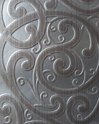 1970s Vintage Crown Wallpaper Roll - Embossed Ornate Metal Fretwork Silver Lattice - (Single Roll) – detail view 8