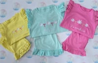 Image 1 of Personlised Girls summer frill short sets Embroidered Name 