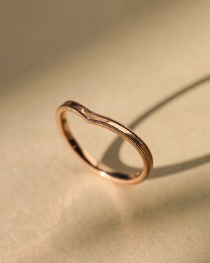 Image of 18ct Rose gold, 2mm milled edge wishbone ring