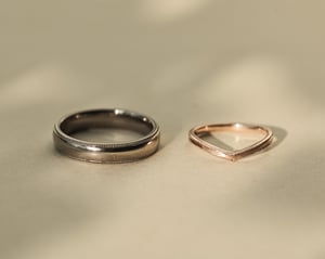 Image of 18ct Rose gold, 2mm milled edge wishbone ring