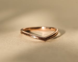Image of 18ct Rose gold, 2mm milled edge wishbone ring