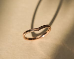 Image of 18ct Rose gold, 2mm milled edge wishbone ring