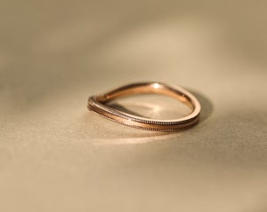 Image of 18ct Rose gold, 2mm milled edge wishbone ring