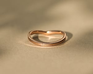Image of 18ct Rose gold, 2mm milled edge wishbone ring