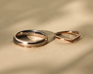 Image of 18ct Rose gold, 2mm milled edge wishbone ring