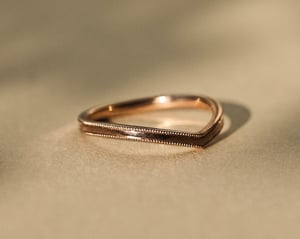 Image of 18ct Rose gold, 2mm milled edge wishbone ring