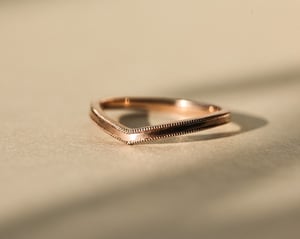 Image of 18ct Rose gold, 2mm milled edge wishbone ring